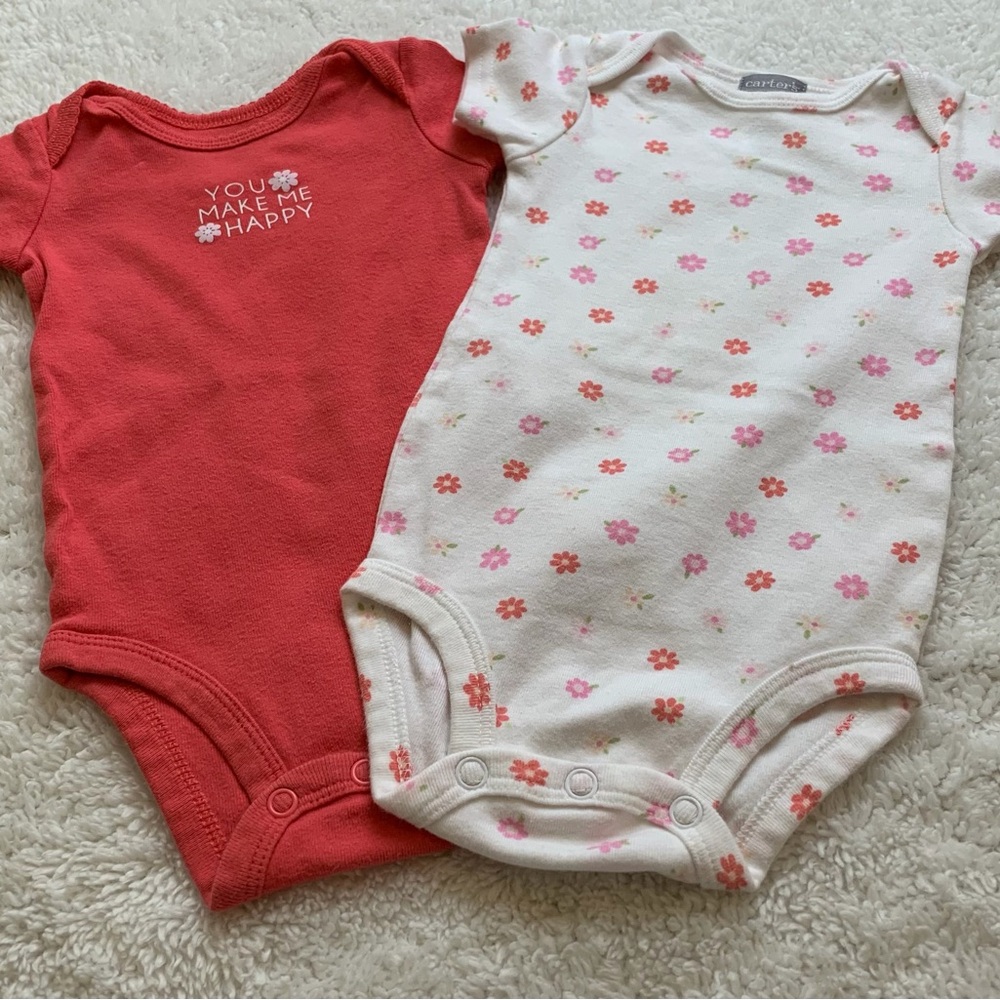 🌸You Make Me Happy🌸 Carter's Baby Girl Bodysuit Set Size 3 Months
